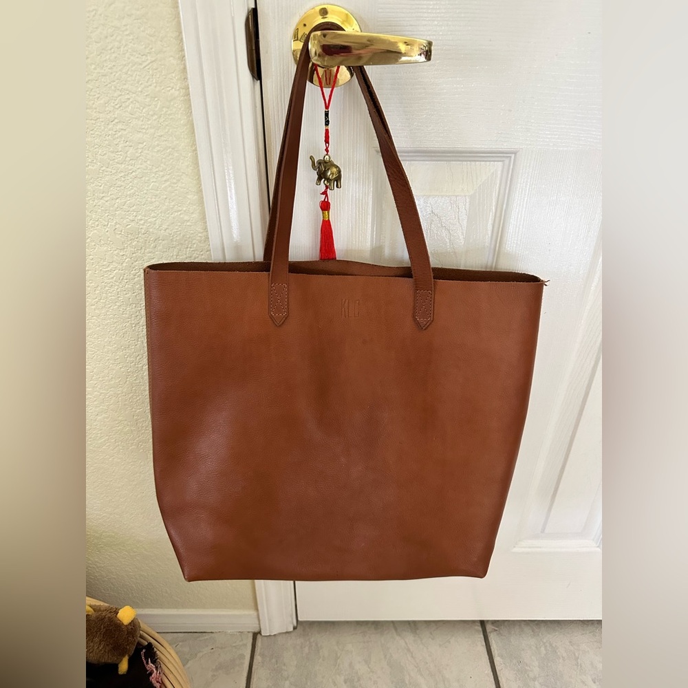 Large brown leather tote. Transport tote by Madewell.